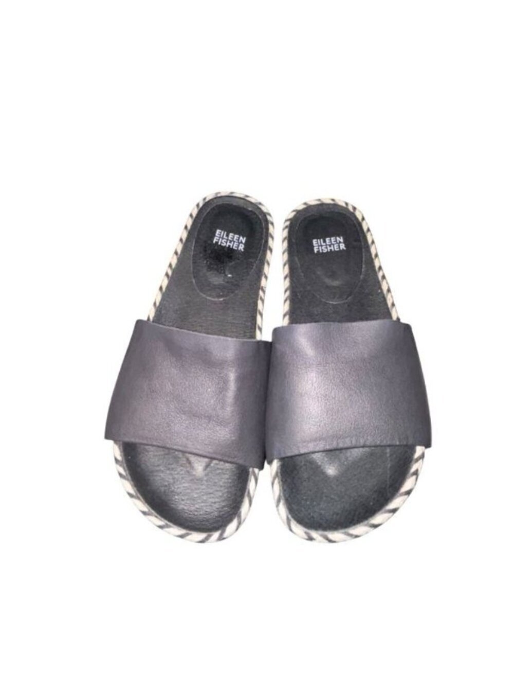 Eileen Fisher Pear 2 -WL Black Leather Slide Sandals w/1” platform Sz 7.5